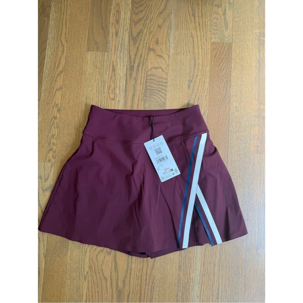 NWT Wilson Slice Skirt Size XS Port Royal Burgundy Classic Navy Lined Tennis